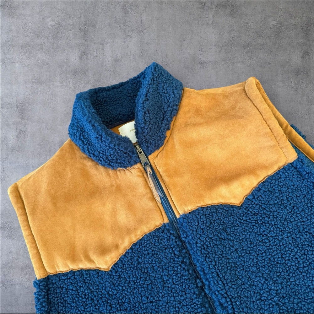 LNWOT Aimé Leon Dore Cobalt Blue Grizzly Sherpa Western Vest L Warm New York